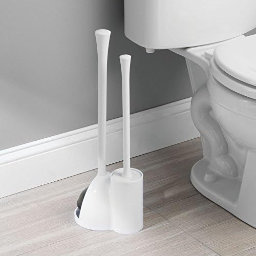 InterDesign iDesign Una Toilet Brush and Plunger Combo Set White 1