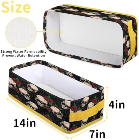 Snatocys Skull Floral Toilet Paper Basket with Handles 1