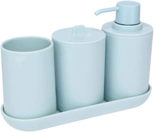 InterDesign iDesign Cade 4-Piece Bathroom Accessory Set Soft Aqua