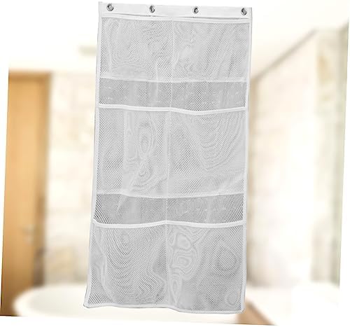 OKUMEYR Hanging Mesh Shower Organizer Bag - Space-saving White Storage Solution