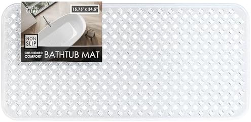 Clara Clark Non Slip Bath Mat 35x16 with Suction Cups and Drainage Holes