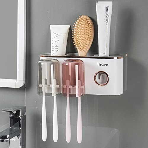 iHave Toothbrush Holder with Dispenser and Storage - Wall Mounted Bathroom Accessory