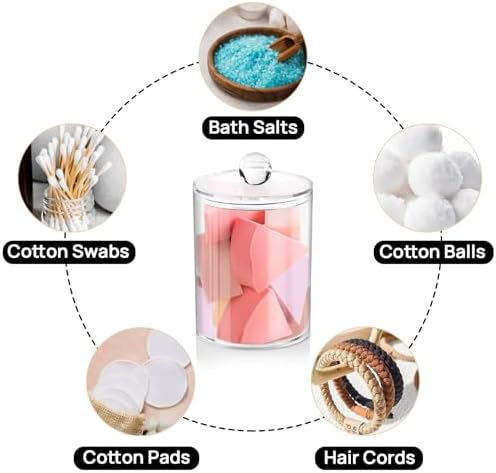 2 Pack Qtip Holder Clear Plastic Dispenser for Bathroom Storage
