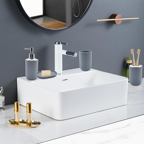 WBJKZJD 4pcs Shatter-Resistant Resin Bathroom Accessory Set Grey