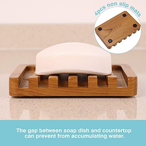HTB Teak Soap Dish with Slanted Drainage Design