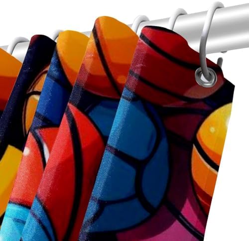 VAPOKF Basketball Shower Curtain Set with 12 Hooks