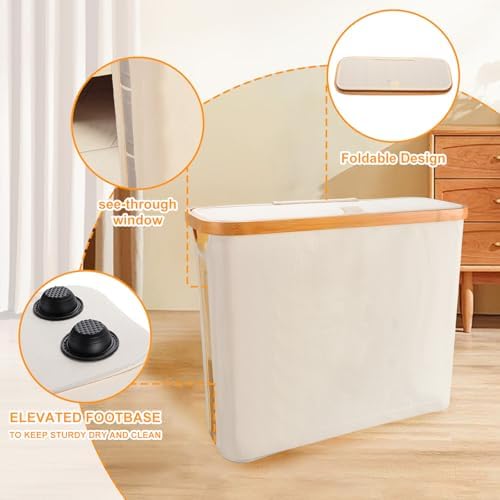 Tefola Toilet Paper Basket with Lid - 12 Roll Storage Container Beige