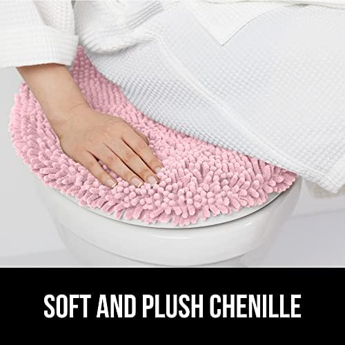 GORILLA GRIP Soft Chenille Toilet Lid Cover Light Pink 195x185 1