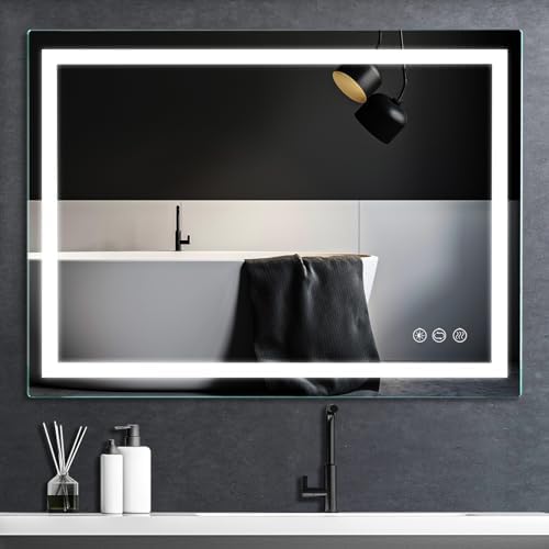 36x28 LED Bathroom Mirror with Anti-Fog and Memory Function