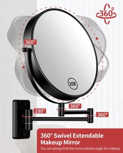 Gospire 9 Inch Wall Mount Magnifying Mirror with 1X 10X Dual-Sided
