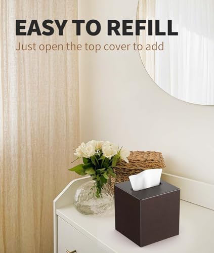 Livelab Metal Tissue Box Cover - Brown Pebble Grain