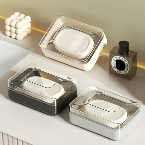 Guaber PET Soap Dish with Drain Rack and Lid 1