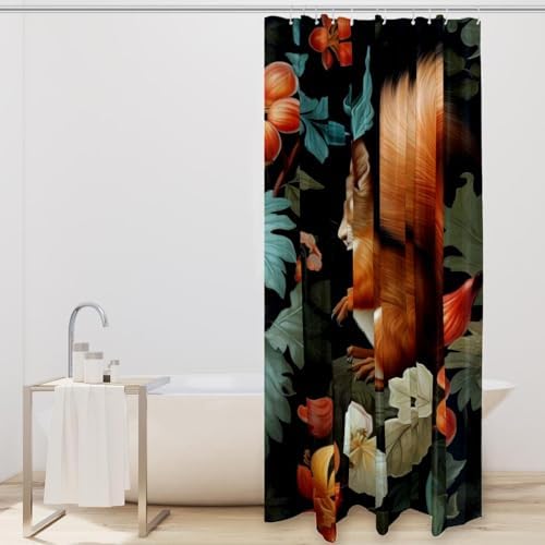 VAPOKF Cute Squirrel Shower Curtain with 12 Hooks - 66x72 Inches 1