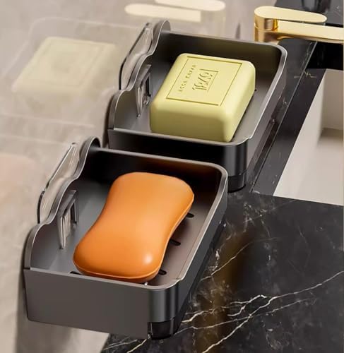 Pack of 2 Self-Adhesive Soap Holders for Wall Mount