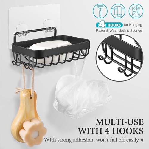 Hamitor Wall Mounted Soap Dish Holder - Black Durable Water Resistant