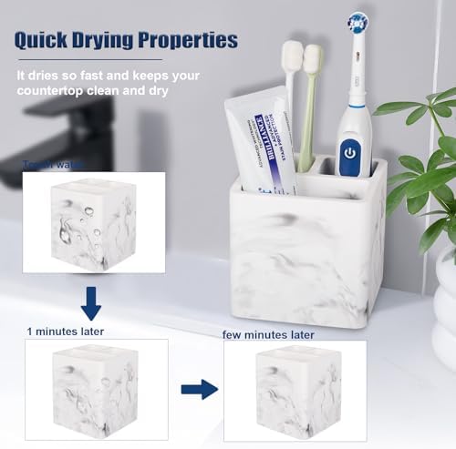 Heagoale Diatomite Toothbrush Holder 3 Slots Marble White 1