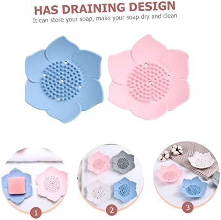 2pcs Silicone Soap Holder with Drainage for Bathroom Kitchen