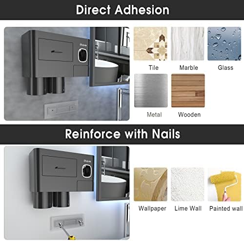 iHave Wall Mounted Toothbrush Holder with Toothpaste Dispenser