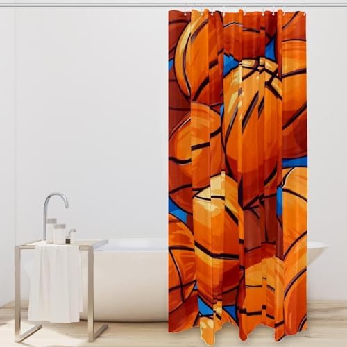 VAPOKF Basketball Shower Curtain with 12 Hooks 60x72 Inches