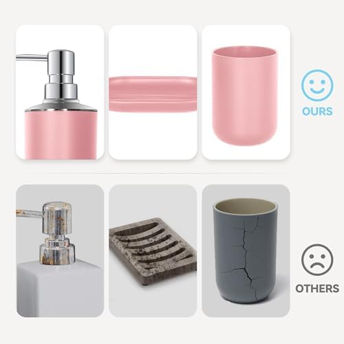 Pink Bathroom Accessories Set 4PCS Boho Decor