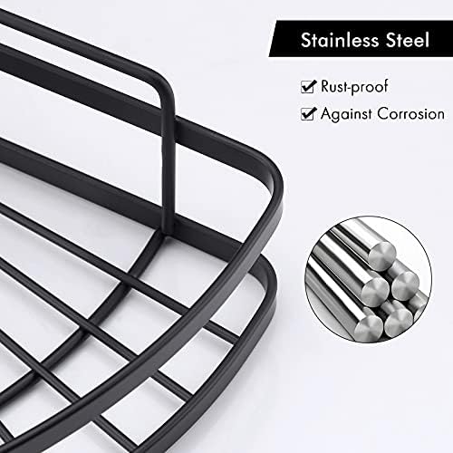 KES Matte Black Shower Caddy 2 Pack with Snap-Lock Hooks