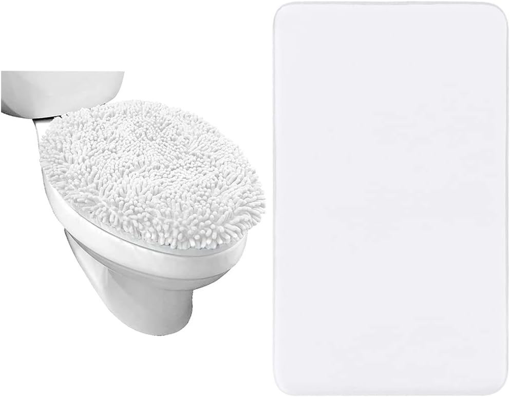 GORILLA GRIP Toilet Lid Cover and Bath Rug Bundle