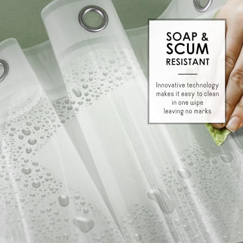 Clara Clark Frosted Shower Curtain Liner with Magnets