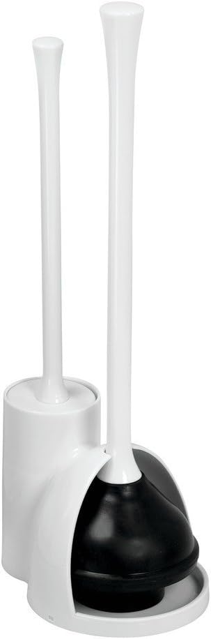 InterDesign iDesign Una Toilet Brush and Plunger Combo Set White 1