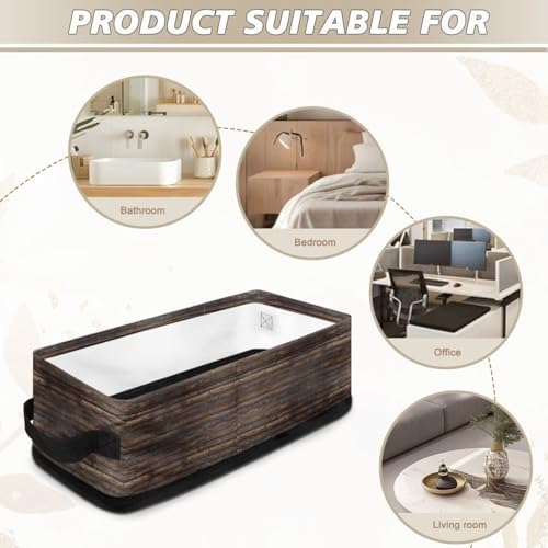 Foldable Toilet Paper Basket with Wood Grain Design