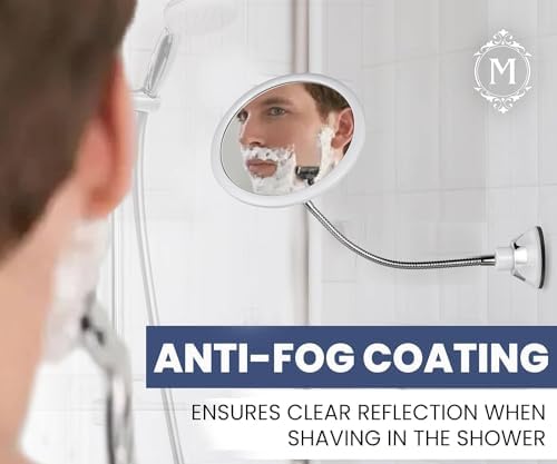 Mirrorvana Flexible Round Fogless Shower Mirror with Adjustable Gooseneck