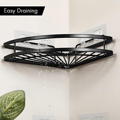 KES Matte Black Shower Caddy 2 Pack with Snap-Lock Hooks