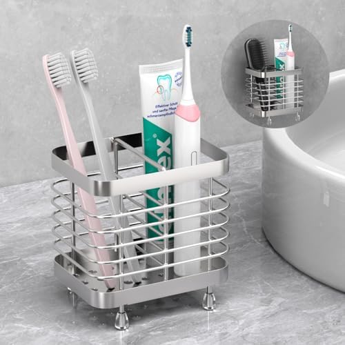Luxspire Wall Mounted Toothbrush Holder 2 Slots Stainless Steel Silver 1