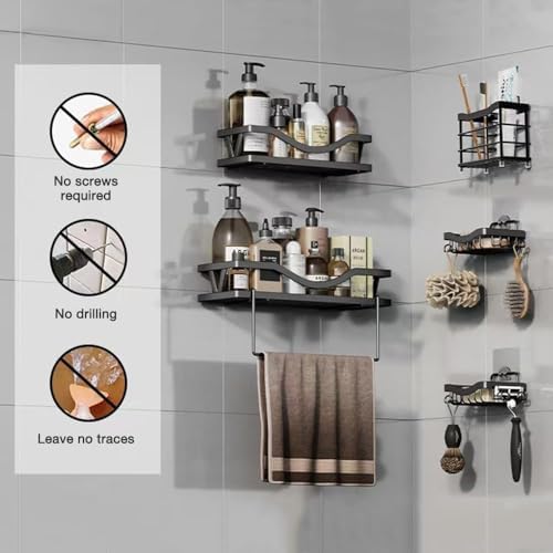 2 pcs Shower Caddy Adhesive Replacement Hooks Stickers No Drilling