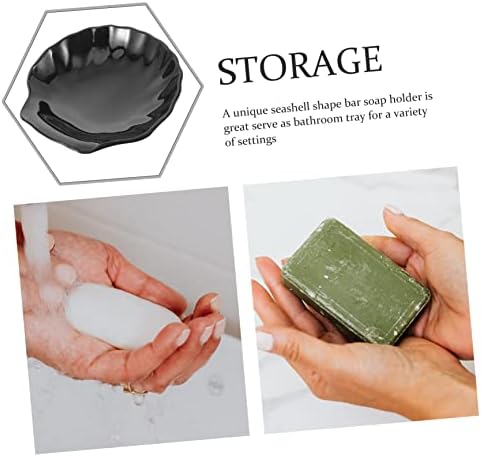WESIEVYA Black Seashell Soap Holder for Bathroom