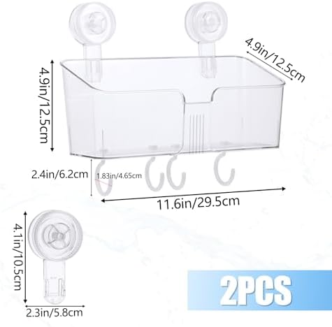 CIEOVO 2 Piece Clear Bath Toy Organizer with Suction Cup Hooks