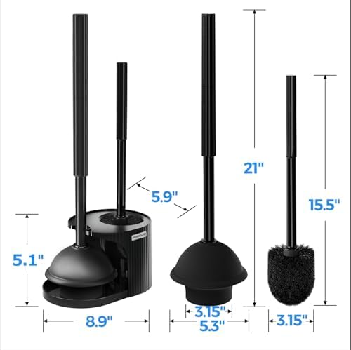 FORASTO 2Pack Toilet Brush Plunger Combo Set