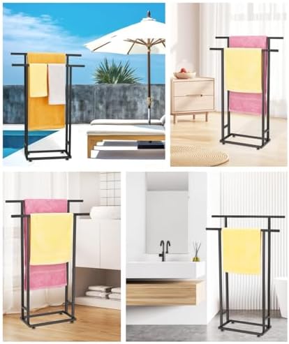ALHAKIN 2 Tier Standing Towel Rack Black