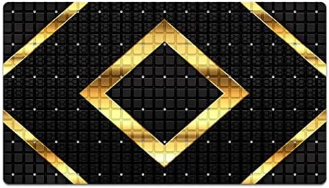 Extra Long Black Gold Geometry Bathtub Mat