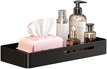Dancrul Shower Caddy Floating Shelf - 12 Inch Black Aluminum Wall Organizer