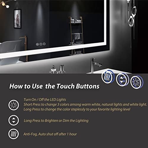 ODDSAN 40x32 Smart LED Bathroom Mirror with Anti-Fog