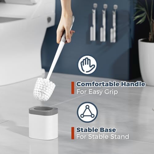Holaloha Toilet Brush 3 Pack with Holder and Crevice Brushes