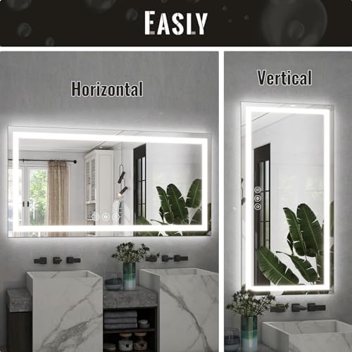 Easly 30x55 Inch LED Bathroom Mirror with Anti-Fog and Dimming