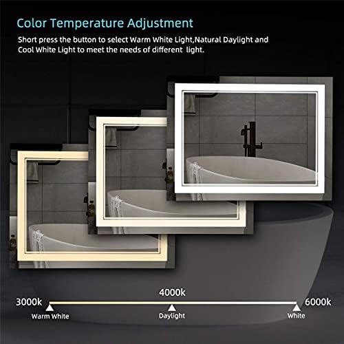 COOL2DAY 36x24 Inch LED Bathroom Mirror with Touch Control and Anti-Fog