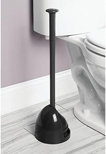 mDesign Toilet Plunger with Holder - Black