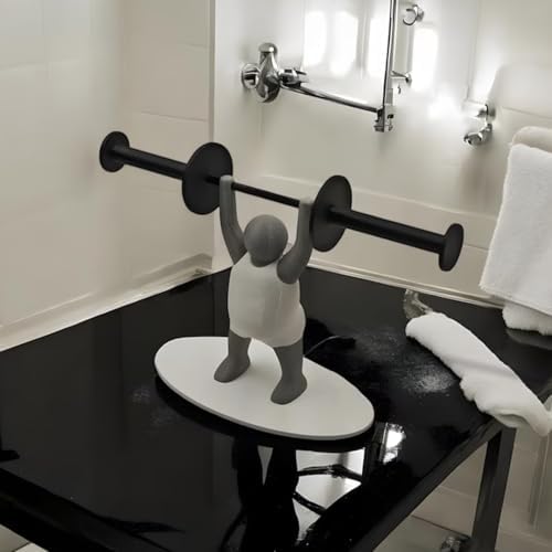 Novelty Toilet Paper Holder with Strong Man Design White and Gray