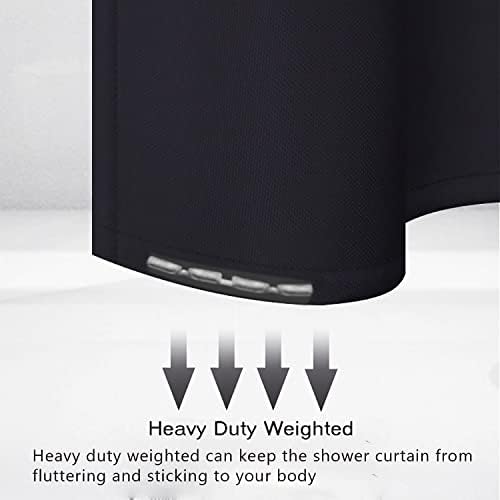 Black Fabric Shower Curtain with Magnetic Weights
