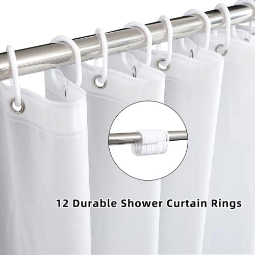 White Extra Wide Shower Curtain Liner with Magnets 1
