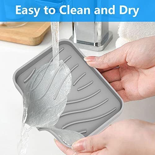 3-Pack Premium Silicone Soap Dishes - Self Draining Anti-Slip Easy to Clean