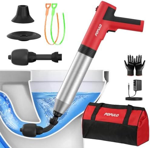 POPULO Ultimate Electric Toilet Plunger - Bendable Head Safe Design Eco-Friendly