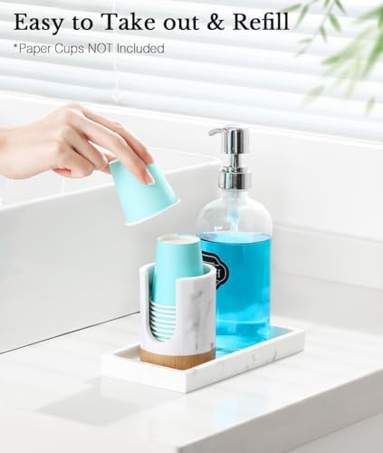 Luxspire Marble Resin Cup Dispenser for Bathroom